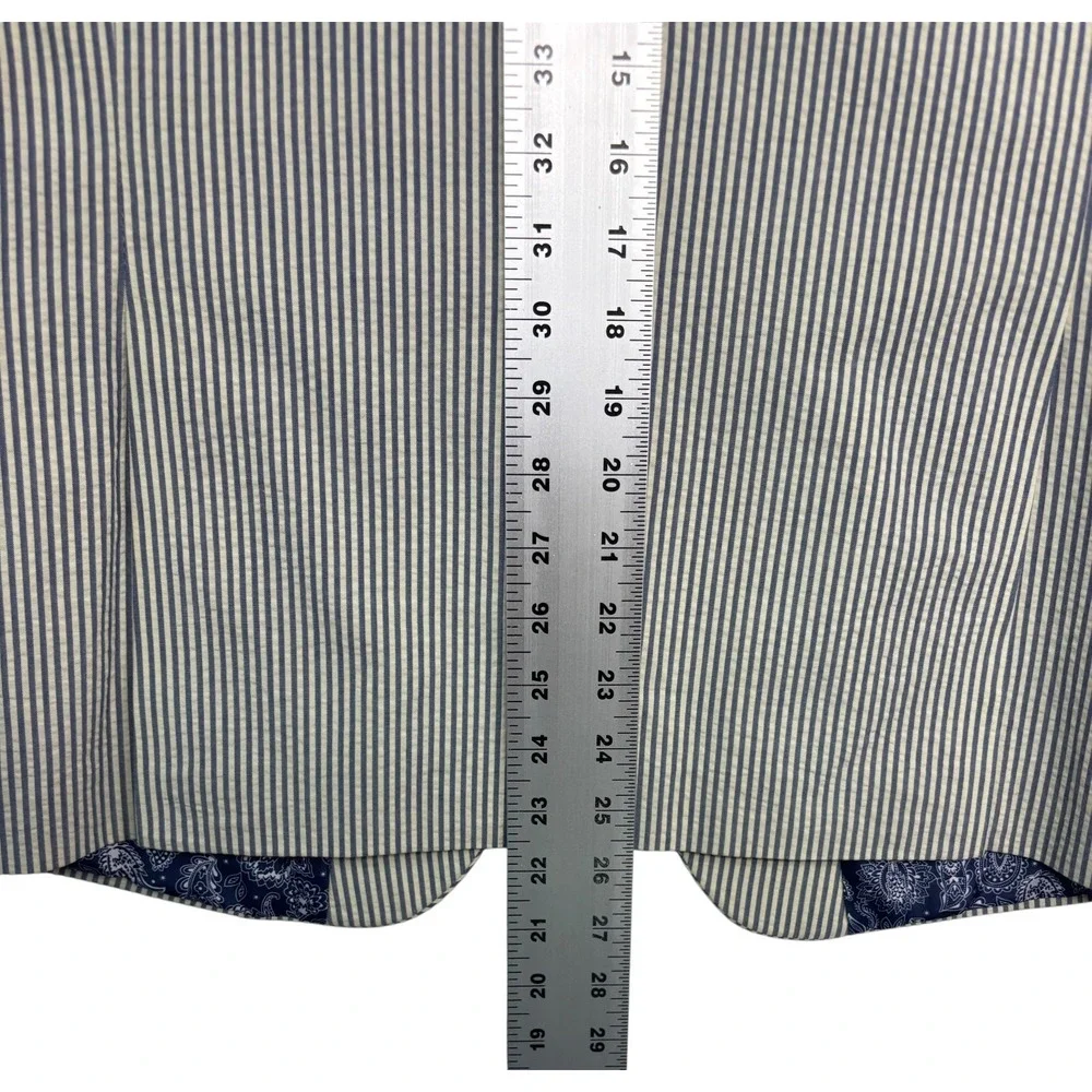 Boys Ralph Lauren 16R Blue White Striped Seersucker Blazer Jacket Sport Coat